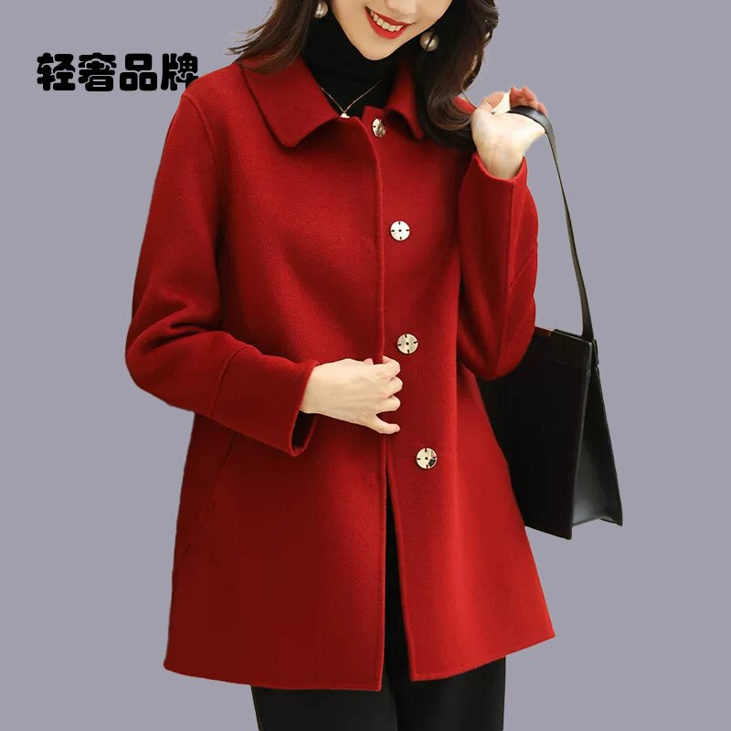 朗姿约定小个子双面羊毛呢子外套2025新款茧型零羊绒大衣女秋短款