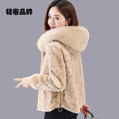 朗姿约定天鹅绒水貂毛大衣女2026新冬夹克狐狸毛领拼貂皮草外套