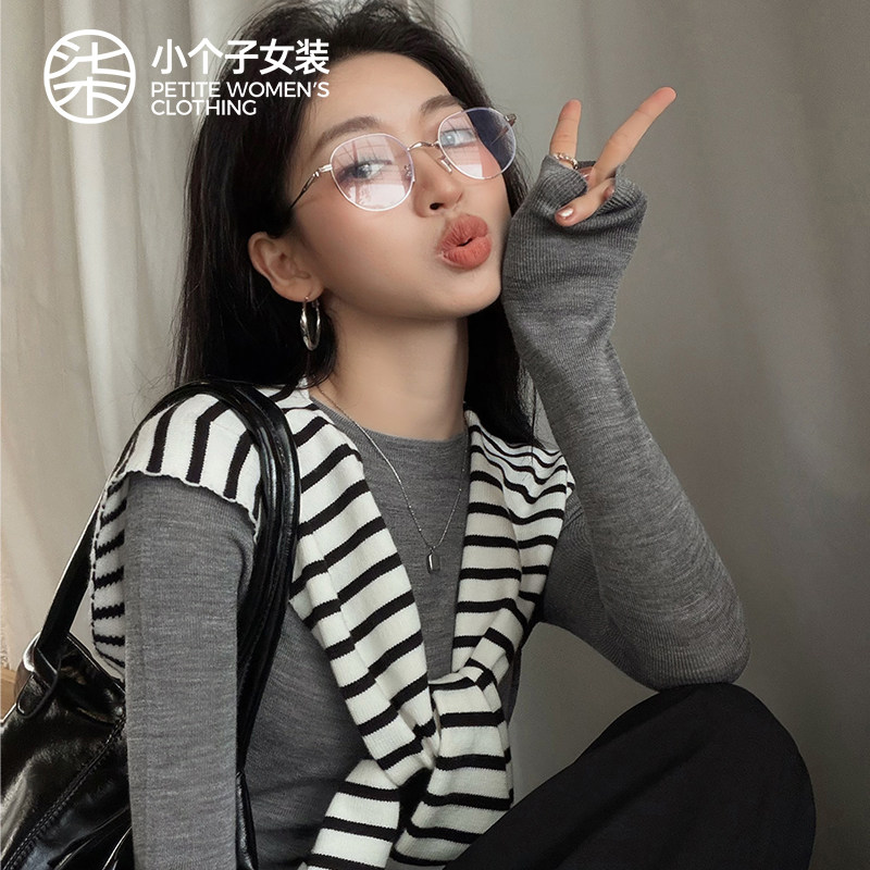 柒量一裁小个子多色羊毛针织上衣图片