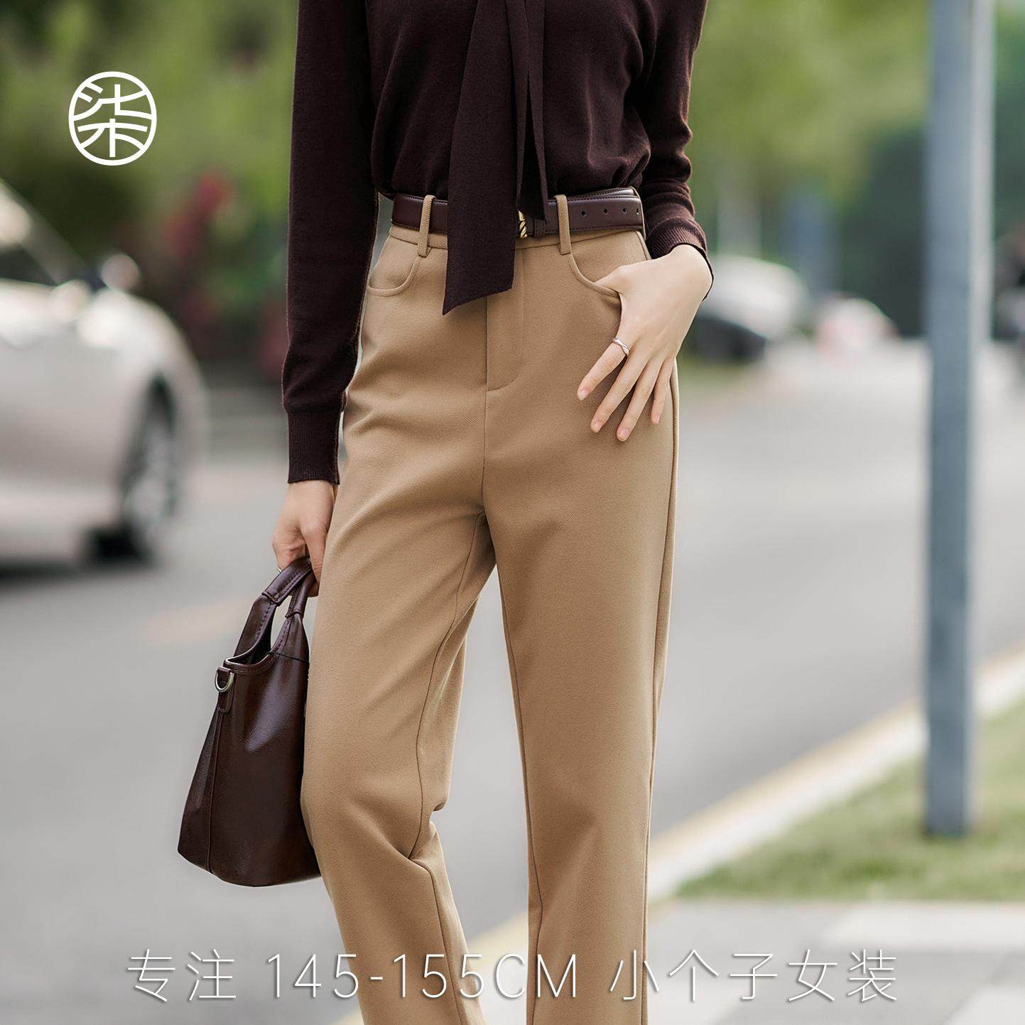 柒量一裁女款磨毛直筒休闲裤图片
