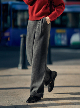 柒量一裁百小个子灰色加绒休闲裤2025新秋冬女93-94cm休闲裤3552
