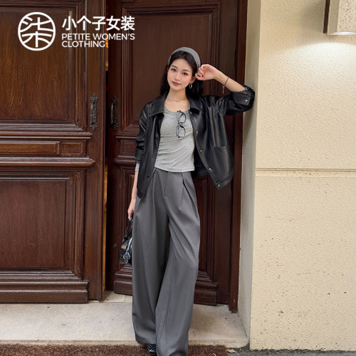 小个子显高短款黑色皮衣夹克