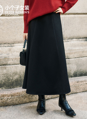 【大柒】小个子爆款墨羊送真皮腰带羊毛醋酸天丝混纺半身裙  1777