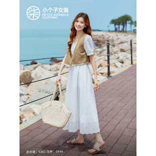 柒量一裁小个子复古文艺米色刺绣流苏马甲女夏民族风无袖 上衣0444