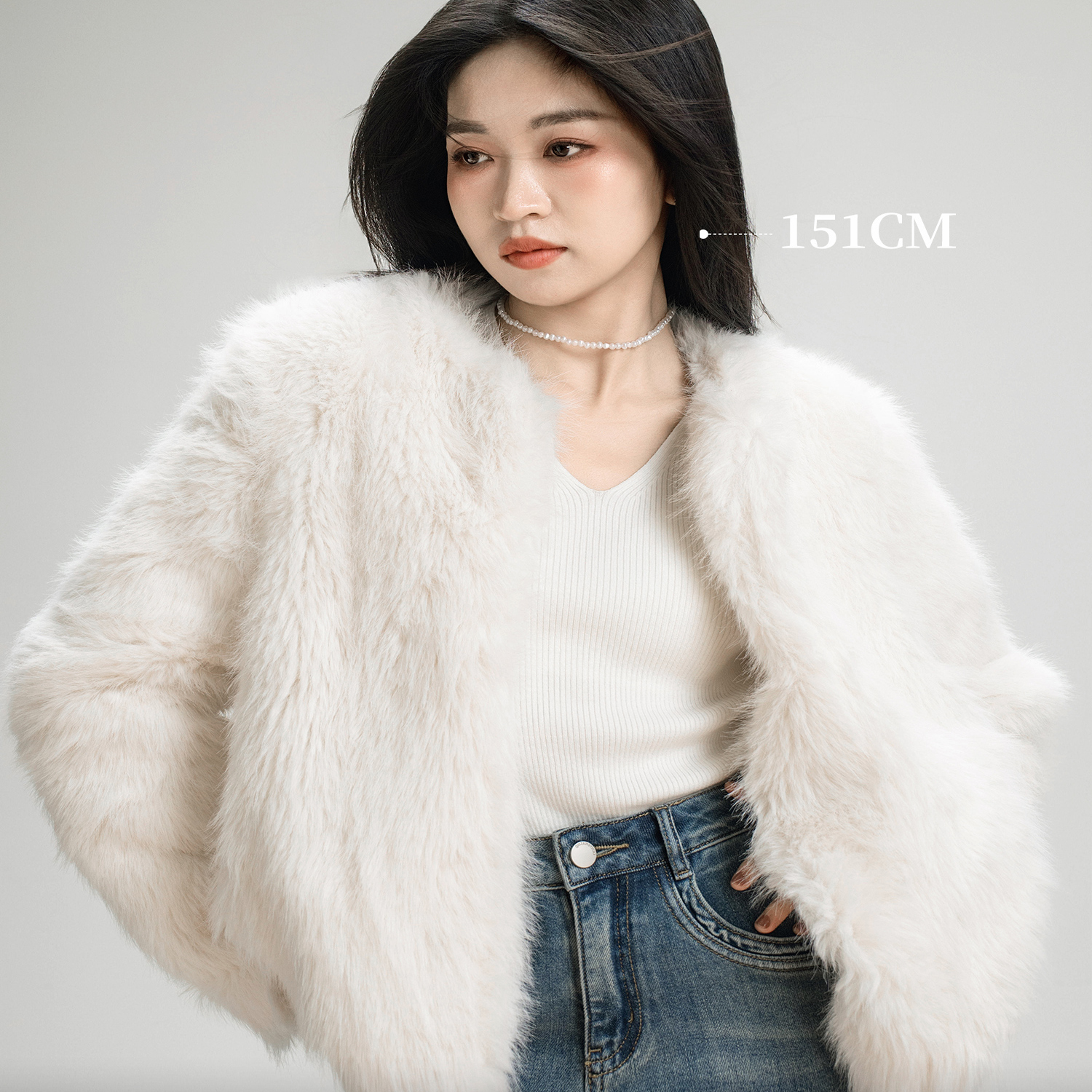 柒量一裁小个子毛毛外套女