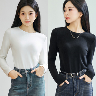 休闲日常5405 上衣百搭显瘦基础打底衫 柒量一裁小个子双色经典 长袖