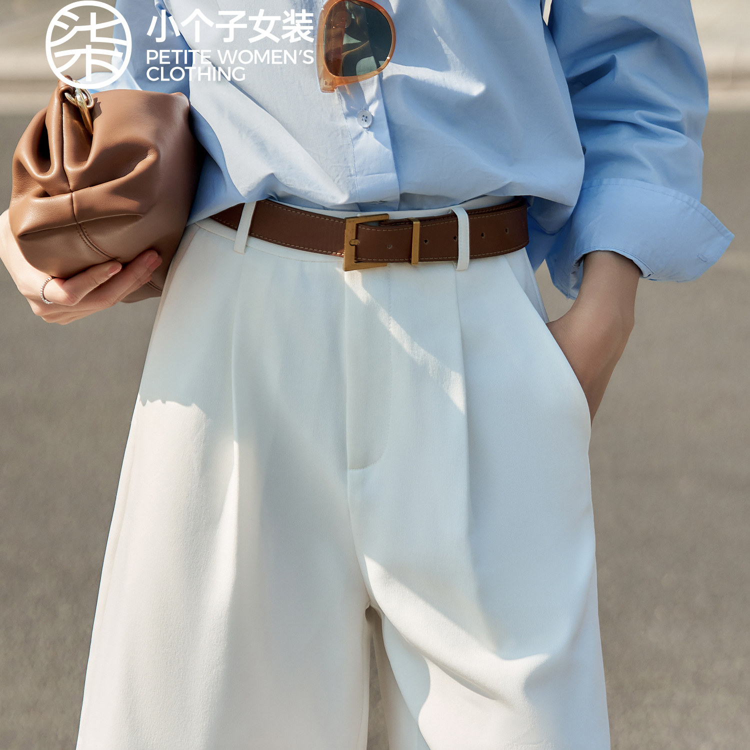 质感直筒高腰小个子西装图片