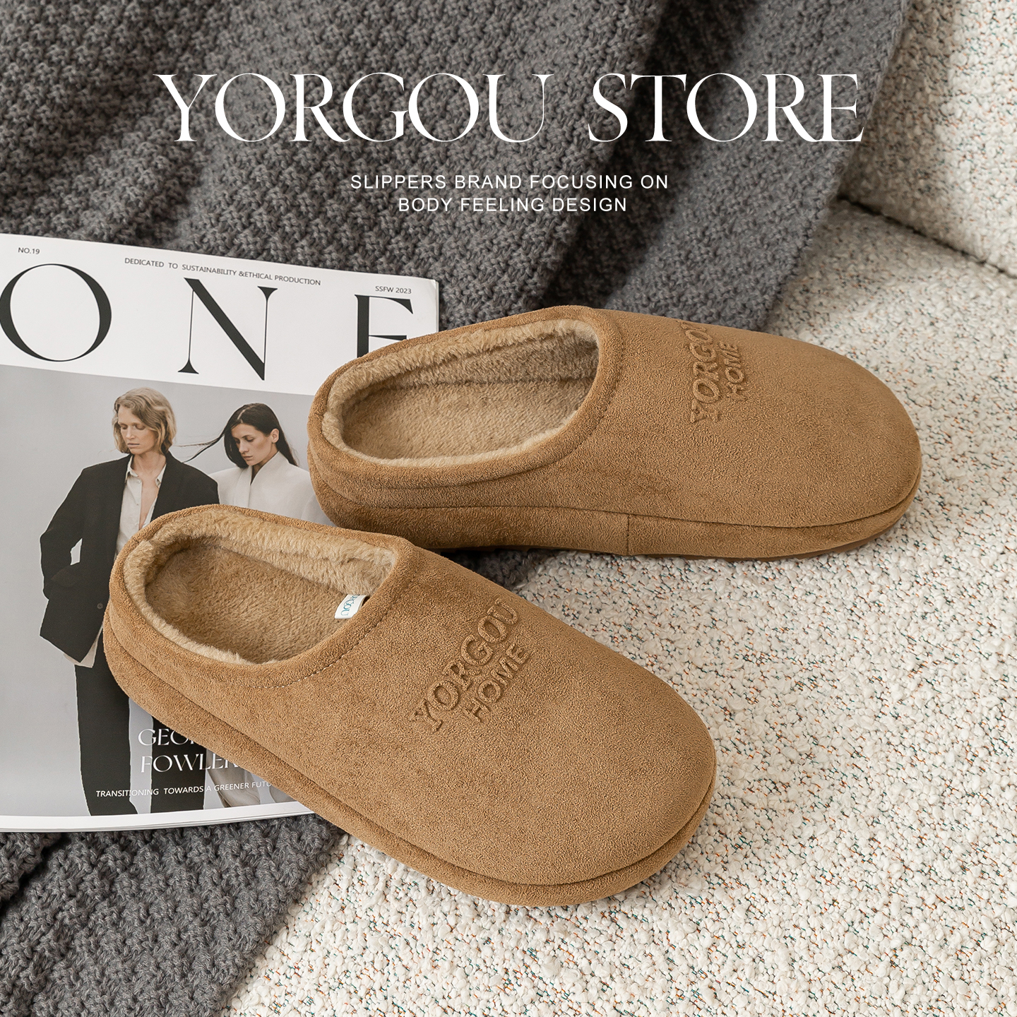 【胖东来同款】牛筋底棉拖鞋保暖