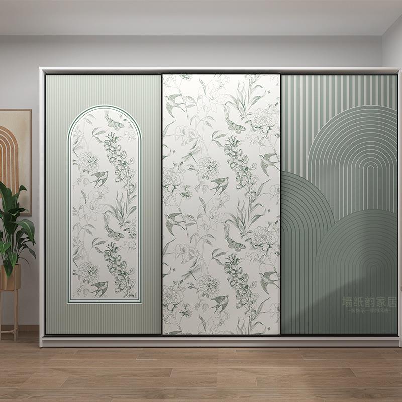 9V7T衣柜贴纸法式墙纸自粘卧室装饰推拉门贴画移门玻璃门翻新柜子