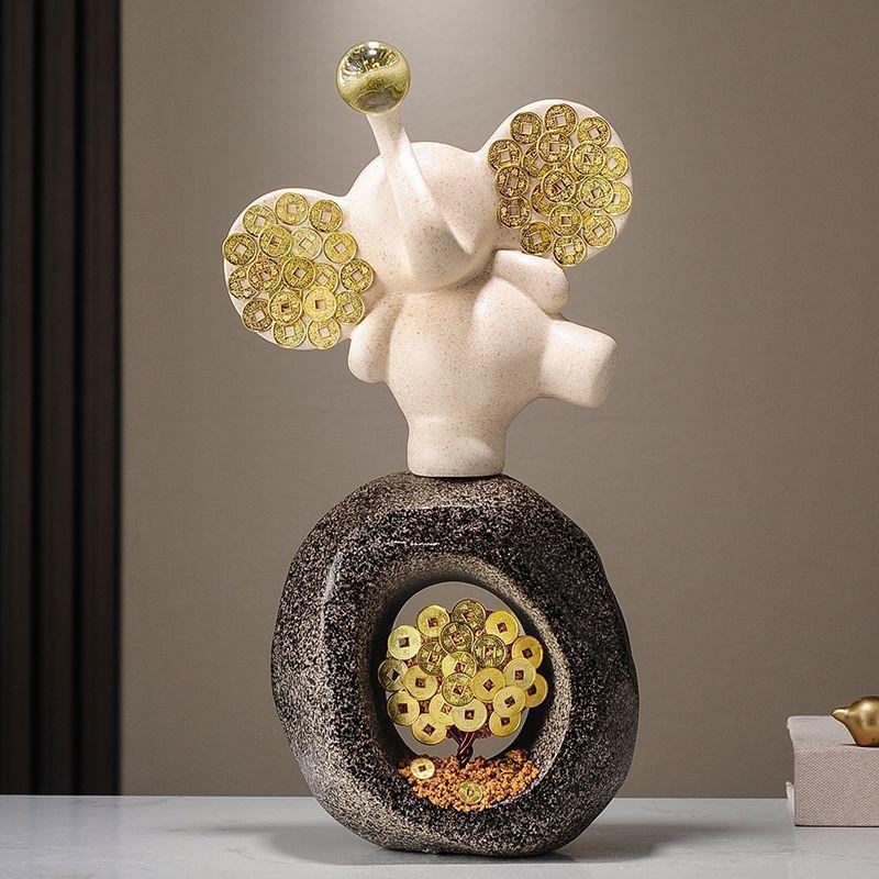 石来运转招财大象摆件高级感玄关电视柜收银台客厅装饰品轻奢高档