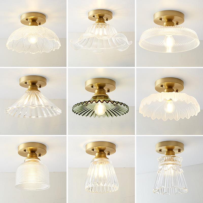 北欧全铜吸顶灯门厅入户玄关过道走廊吧台阳台美式简约LED铜灯