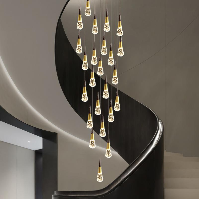简约创意过道楼梯灯K9水晶灯水滴个性LED吊灯床头餐厅酒店装饰灯