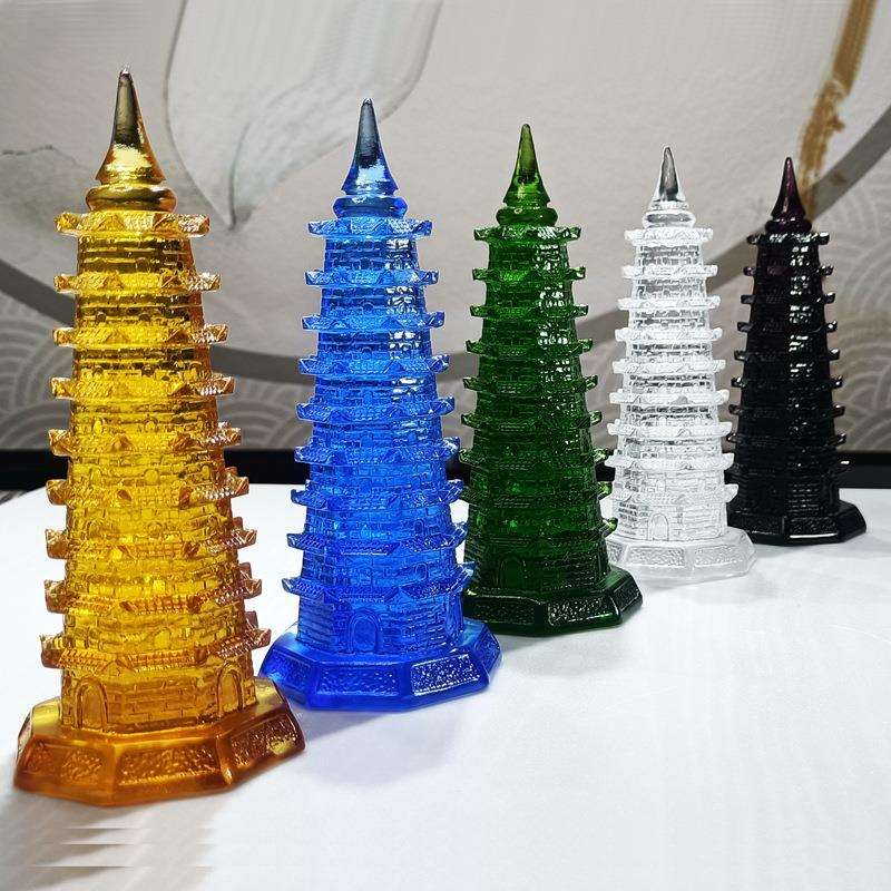 古法琉璃文昌塔宝塔办公书房助学风水摆件水晶琉璃工艺品模型