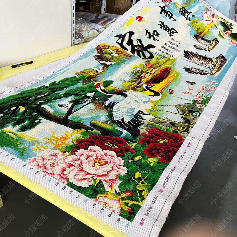 家和万事兴十字绣成品不带框纯手工已绣好2025新款线绣客厅山水画