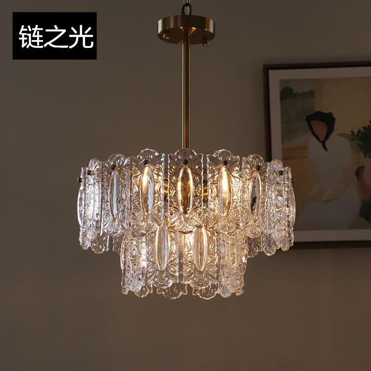 美式法式复古雕刻祥云玻璃吊灯卧室客厅卧室餐厅书房铁艺新款灯具