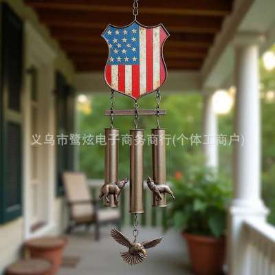 跨境新款Patriotic Wind Chime爱国风铃挂饰家居庭院装饰品