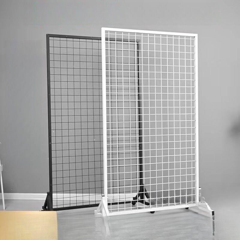 铁艺网格网架落地移动货架立式幼儿园作品展示架铁丝网收纳置物zb