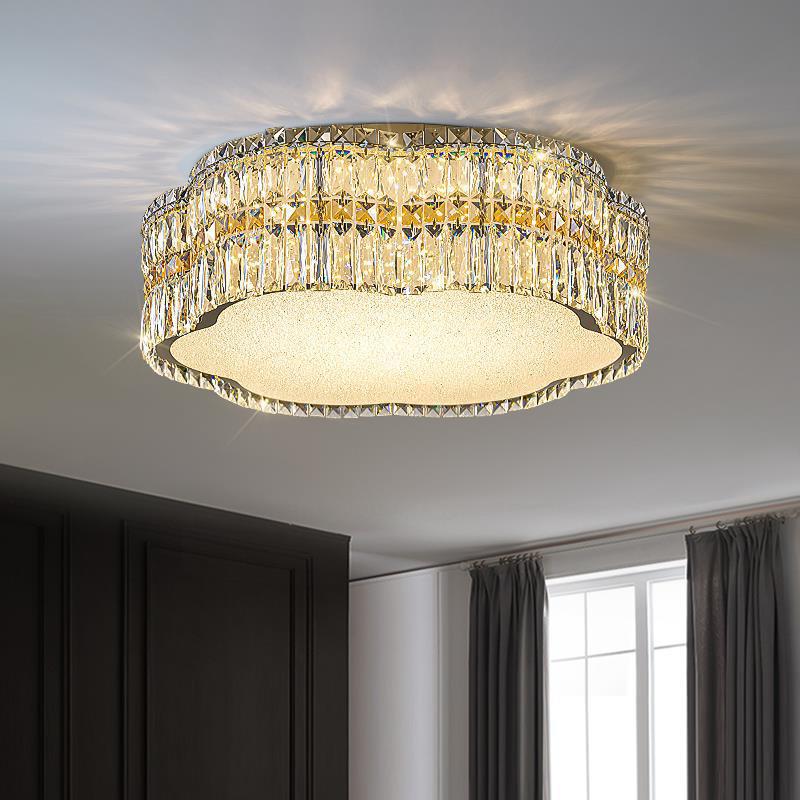 新款法式水晶吸顶灯客厅天花LED花朵灯 温馨浪漫卧室灯全光谱护眼