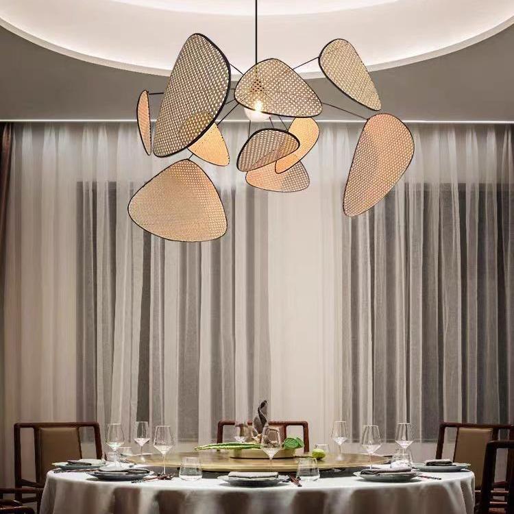 简约北欧吊灯客厅现代新中式餐厅茶室民宿灯创意个性日式竹编吊灯