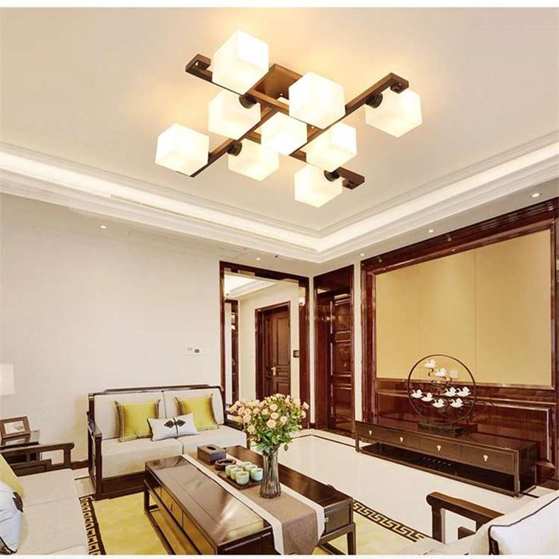 简约创意实木led客厅餐厅卧室书房黑胡桃木色吸顶灯灯具X8098