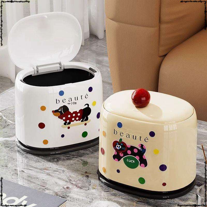 桌面垃圾桶高颜值创意家用按压带盖客厅迷你小号可爱卧室收纳纸篓