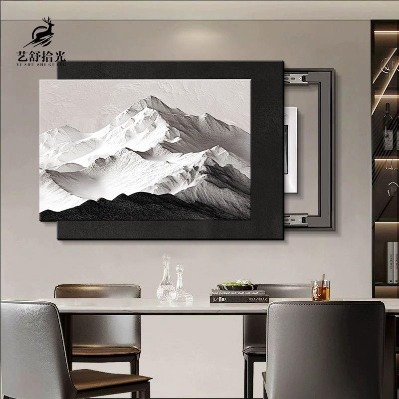 背有靠山电表箱装饰画2025新款遮挡配电箱推拉闸箱弱电源砂岩挂画