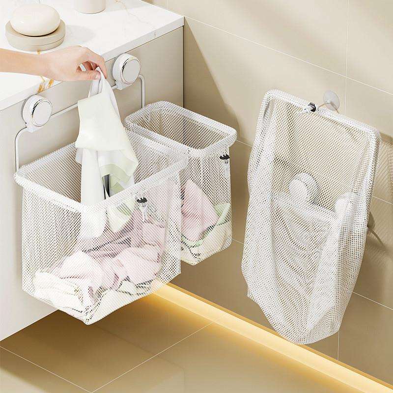 E6J吸盘脏衣篓壁挂式卫生间家用脏衣篮可折叠浴室放脏衣服收纳筐