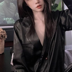 高g级气质冰丝开衫 睡衣女宽松2 胖mm特大码 长袖 300斤休闲长裤 套装