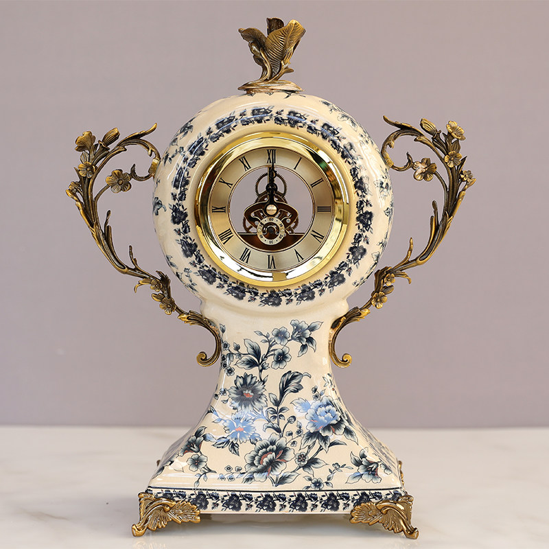 欧式合金陶瓷创意座钟 别墅美式新中式客厅卧室玄关装饰摆件 台钟,家居饰品,座钟,淘宝优惠券,粉丝福利购,淘宝优惠卷