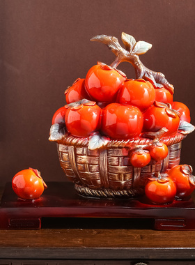 柿柿如意柿子摆件乔迁新居客厅酒柜装饰品中式寓意好的电视柜装饰