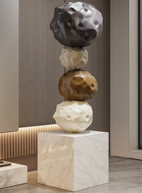 石来运转客厅落地摆件侘寂风电视柜沙发旁大型雕塑新居乔迁装饰品