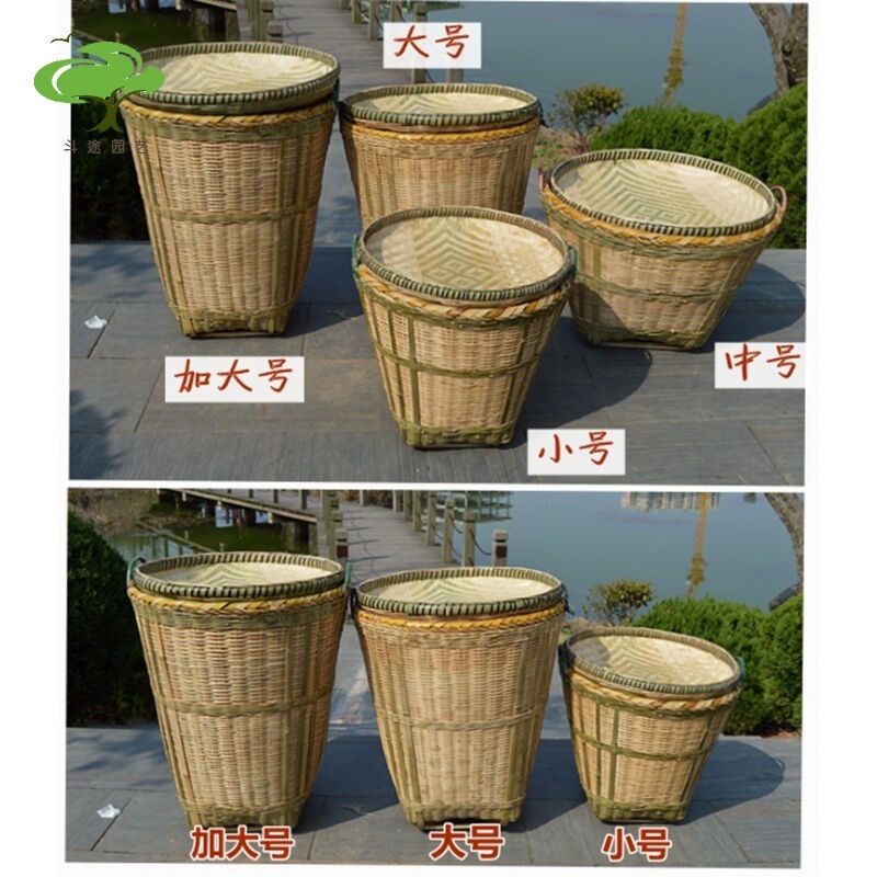 竹编筐大竹筐篓子超市饭店展示收纳竹篮竹箩筐子植物X盆套B款小号