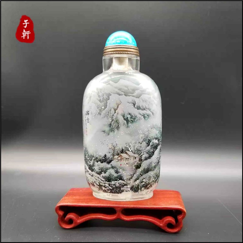 天然水晶内画鼻烟壶创意工艺礼品送领导外S国友人收藏摆件
