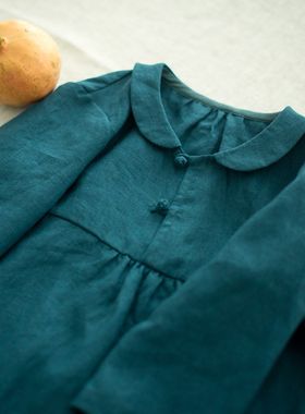 儿童连衣裙宝宝小孩女童旗袍春秋季新款长袖民族中国风纯亚麻复古