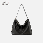 WHY女包复古单肩包植鞣牛皮Hobo包慵懒松弛腋下包大容量斜挎包