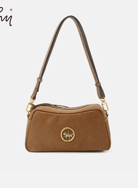 WHY女包植鞣皮斜挎真皮小方包踏花归去系列枕头包轻奢复古单肩包