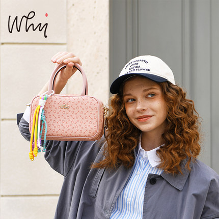WHY枕头包经典老花波士顿包时尚小众保龄球包手提斜挎包新款女包