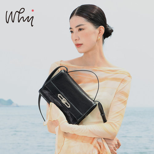 why女包头层植鞣牛皮盘扣包