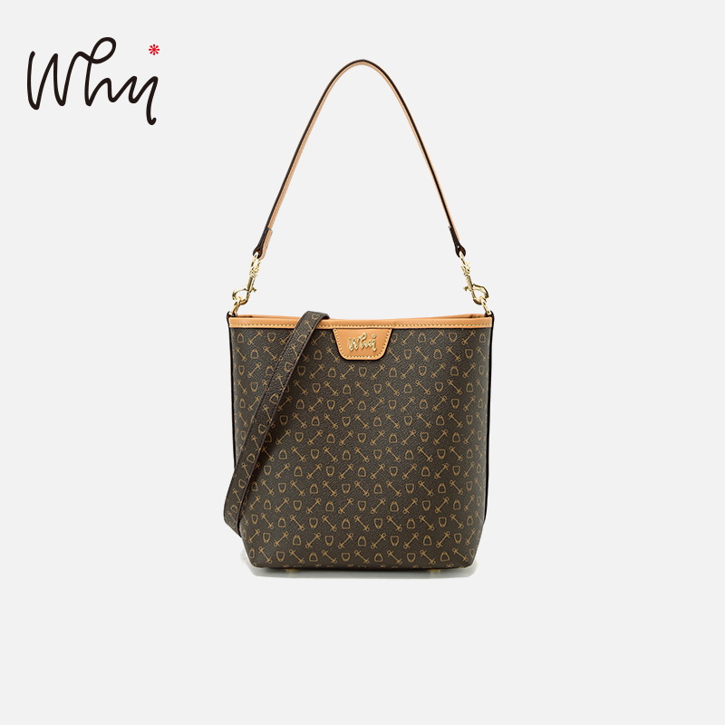 WHY简约水桶包百搭大容量单肩包