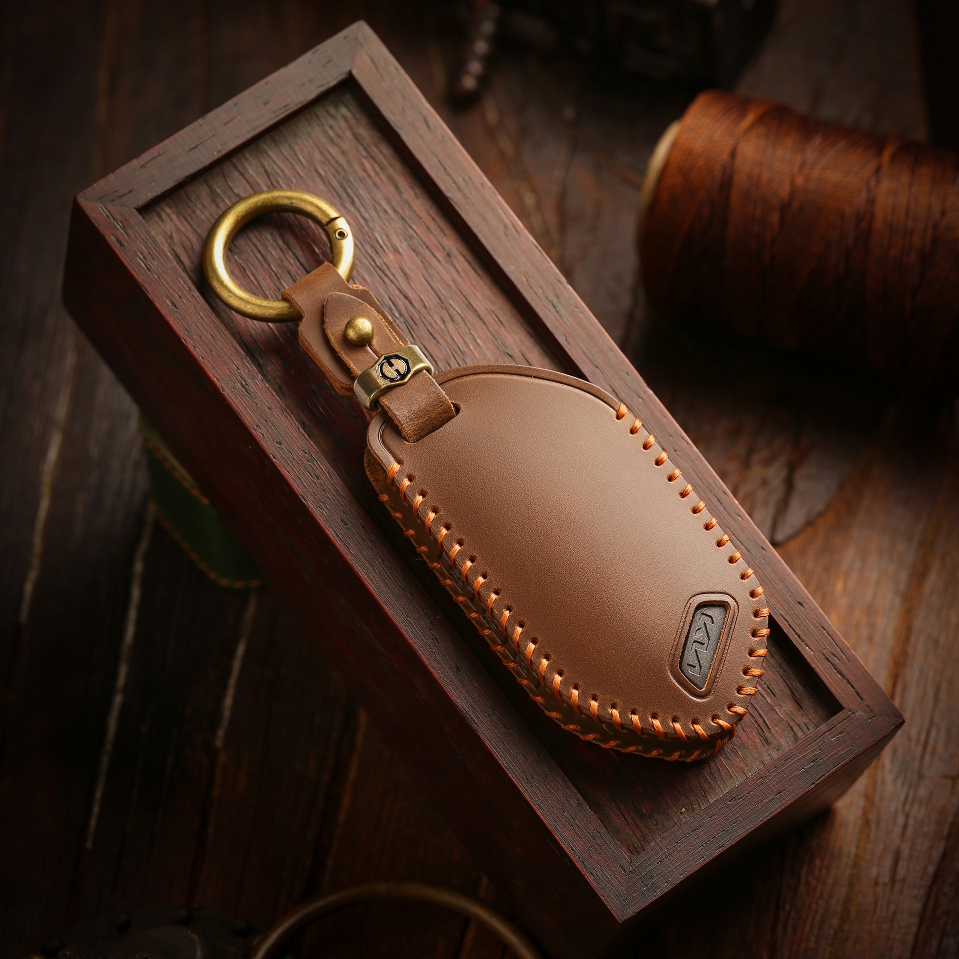 头层牛皮起亚官方手工定制钥匙套