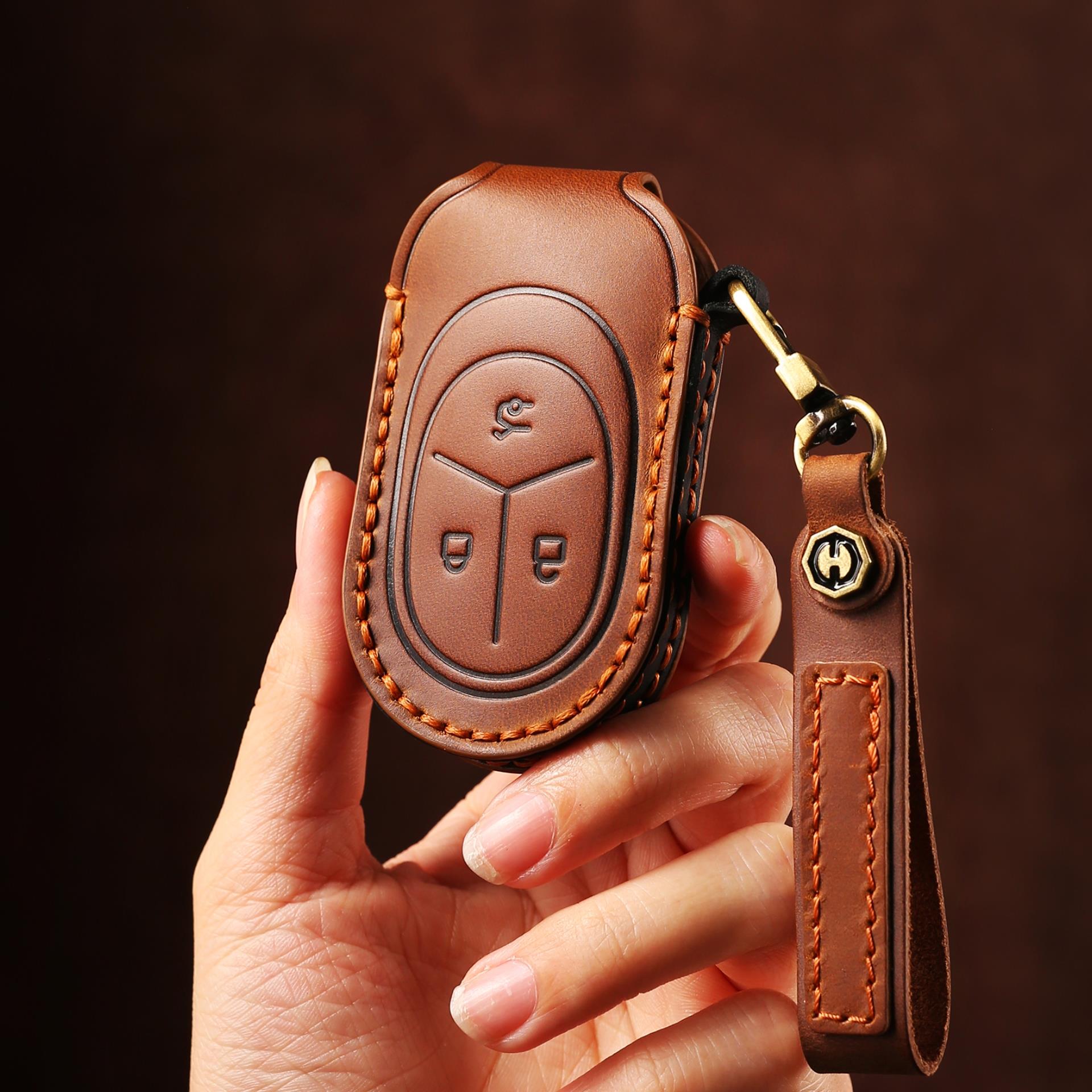 头层牛皮车企手工定制钥匙套