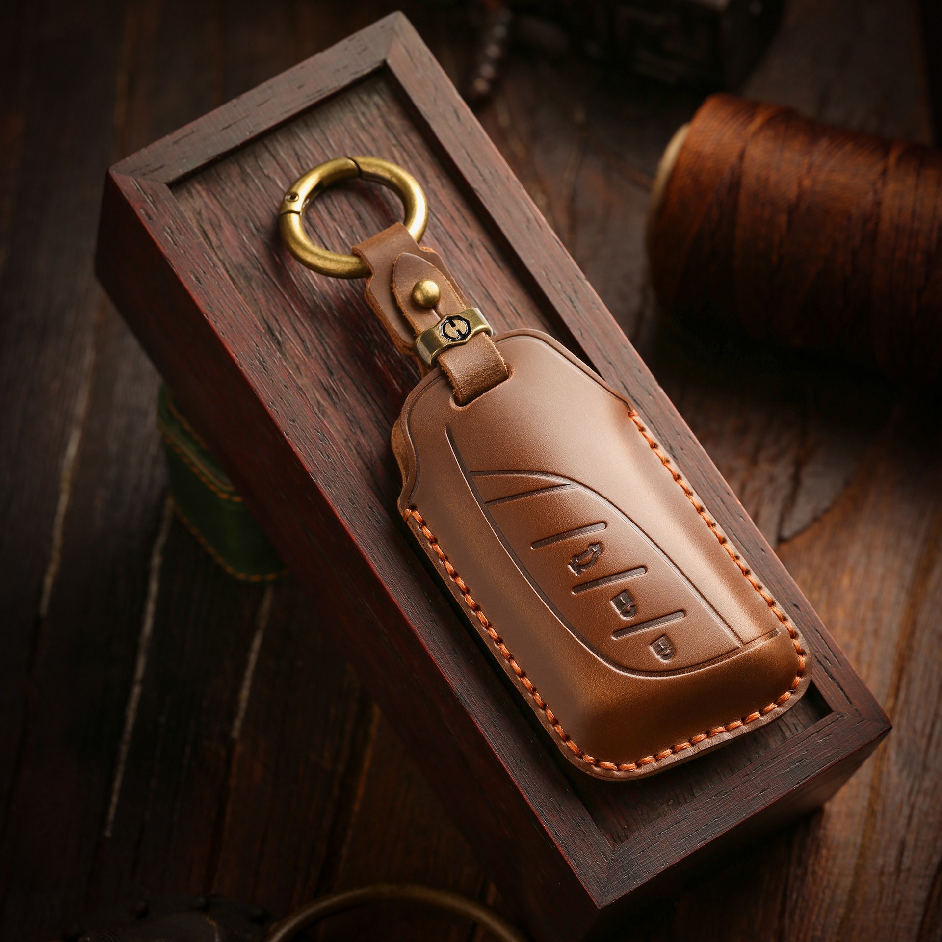 头层牛皮车企官方手工定制钥匙套