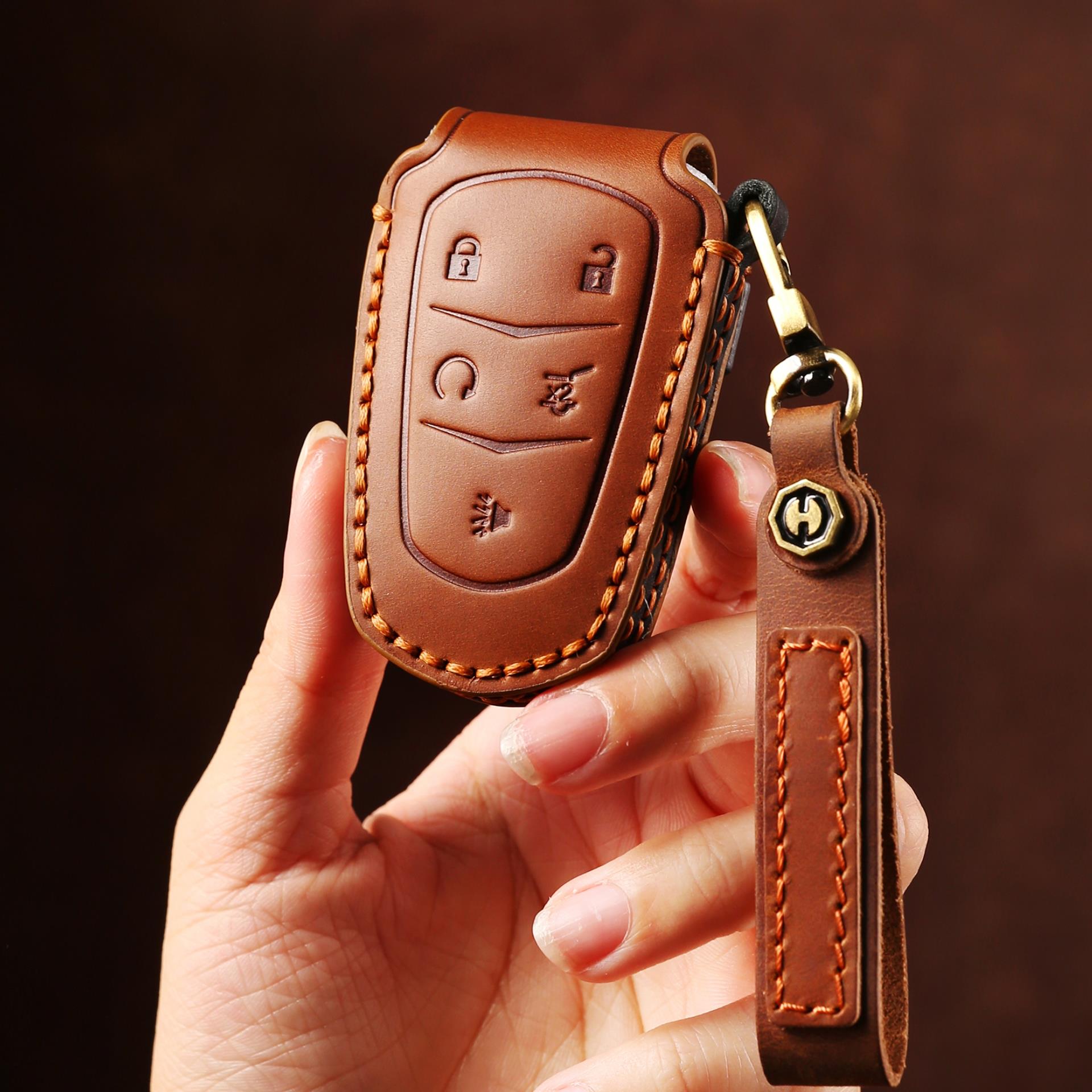 头层牛皮车企手工定制钥匙套