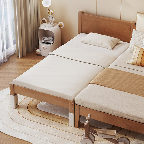 实木儿童拼接床婴儿床拼接大床定制宝宝加宽床男孩女孩床边单人床