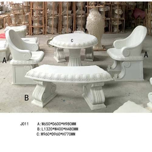 仿砂岩户外家具坐椅靠背长椅别墅庭院公园石材休闲椅欧式雕花长椅