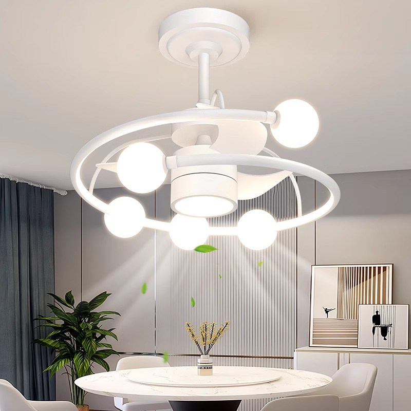 餐厅吊扇灯2024新款家用客厅卧室电扇灯摇头简约全光谱护眼风扇灯