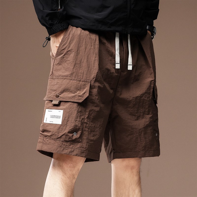 美式薄款速干短裤男士夏季运动休闲中裤子潮牌工装冰丝五分裤男款