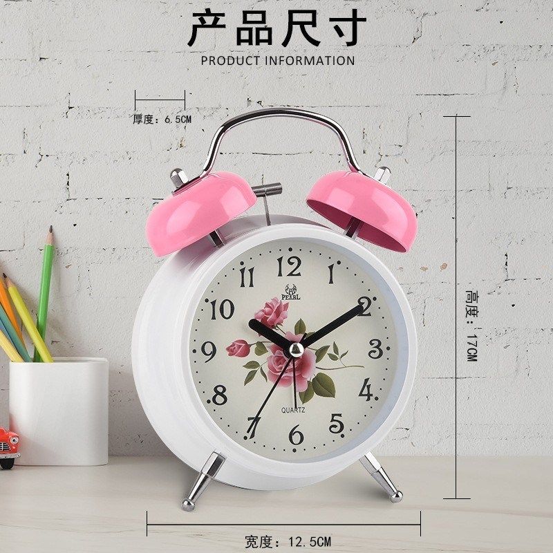 儿童闹钟 创意打铃钟 时尚钟面  多颜色静音带灯 学生闹钟