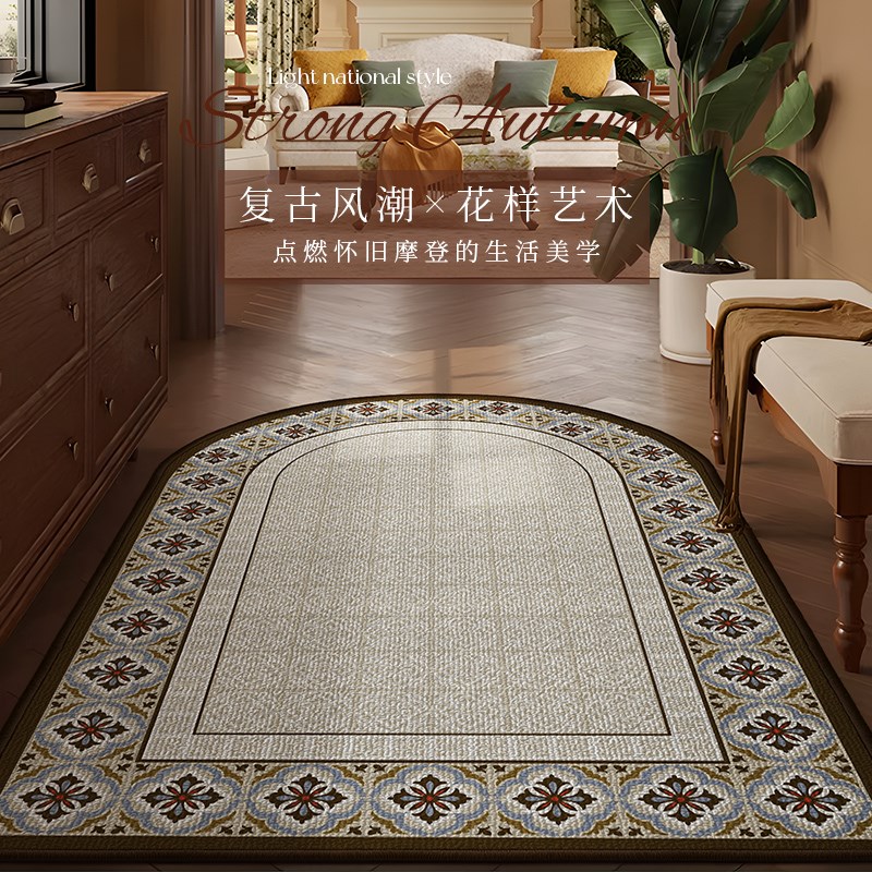 美式入户门地垫室内玄关进门防滑地毯复古大门口加厚脚踏垫可裁剪