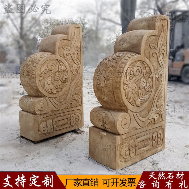 新品汉白玉门墩抱鼓石雕门墩石鼓汉白玉做旧门墩庭院门前仿古门墩